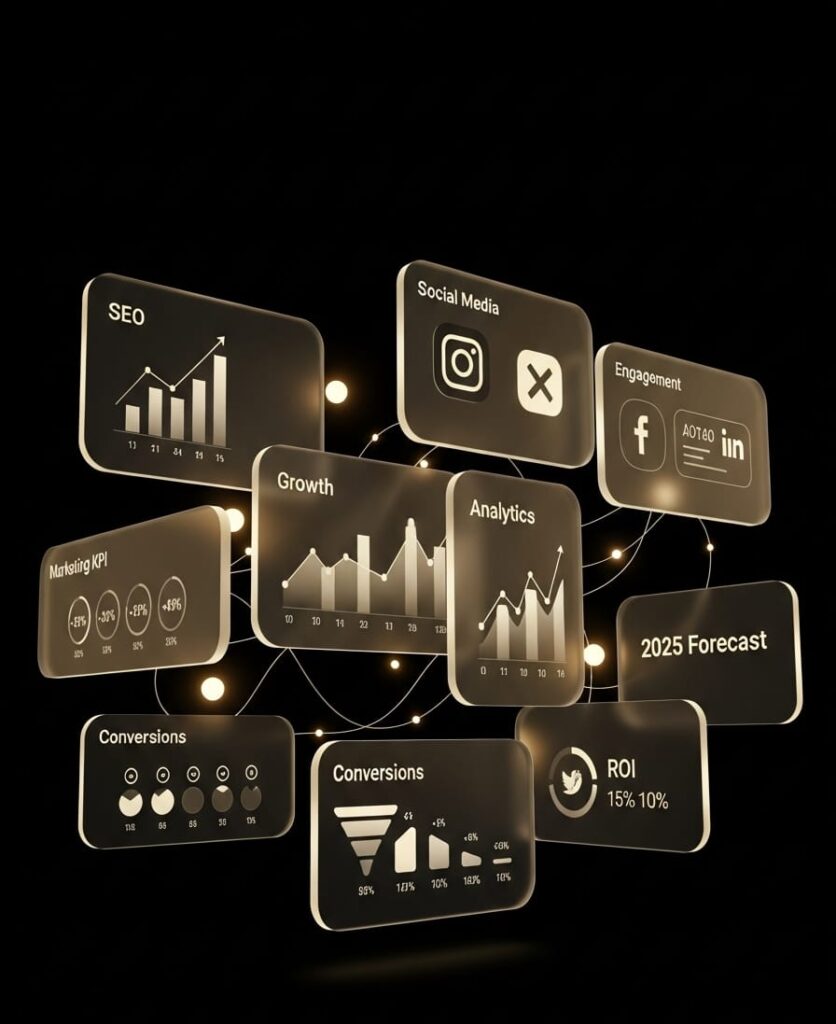 Best SEO Expert in Kerala | Growth Specialist digital marketing with SEO, social media, analytics, conversions, and ROI charts